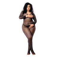 Long Sleeved All Over Fishnet Body Stocking Black QN | Mapale