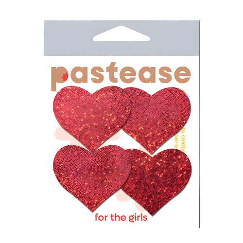 Pastease Corazón Brillante Nipple Pasties - Rojo