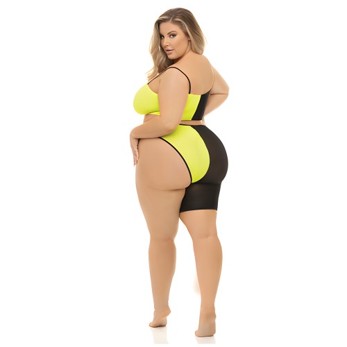 Pink Lipstick Block You Out Bandeau & Bottom Black/Yellow QN