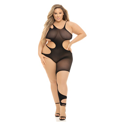 Pink Lipstick Cut Out Bodystocking for Flattering Curves