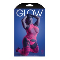 Body Halter Brillante y Tanga Rosa Neón QN