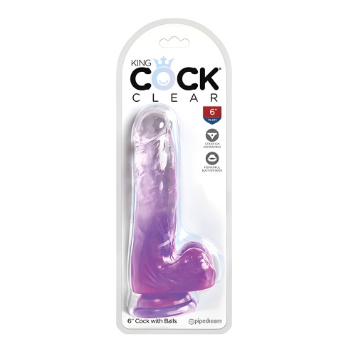 King Cock Clear 6" Cock w/Balls - Purple