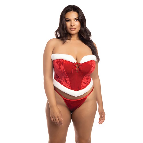 Bustier de Terciopelo con Huesos y Adorno de Marabú con G-String Rojo/Blanco 1X/2X