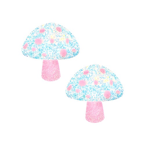 Neva Nude Black Light Glitter Shroom Pasties - Pink/White O/S