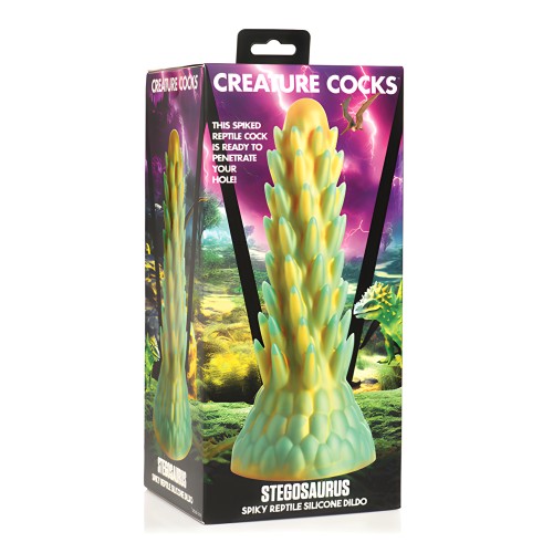 Dildo de Silicona Stegosaurus Espinoso - Verde/Aureo