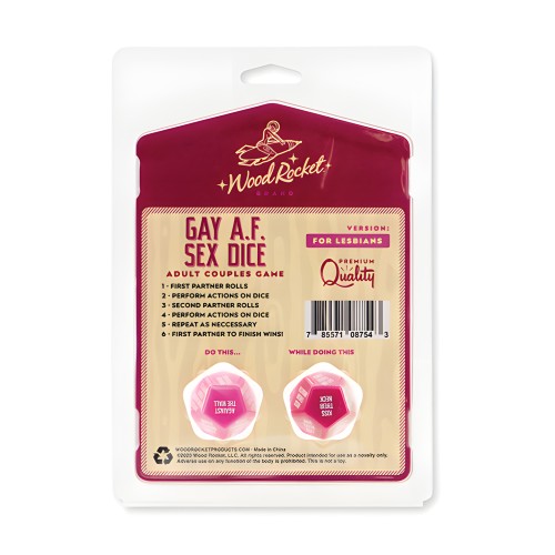 Wood Rocket Gay AF Lesbian Couples Sex Dice Game - Fuchsia