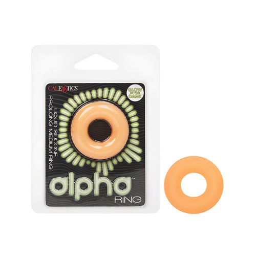 Alpha Liquid Silicone Glow in the Dark Prolong Cock Ring - Medium