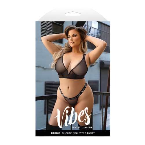 Vibes Baddie Glitter Mesh Lingerie Set