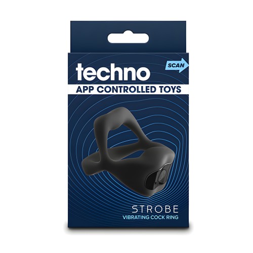 Anillo Vibrador Controlado por App Techno Strobe - Negro