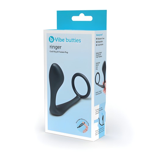 b-Vibe Butties Ringer Cock Ring & Prostate Plug - Black | b-vibe