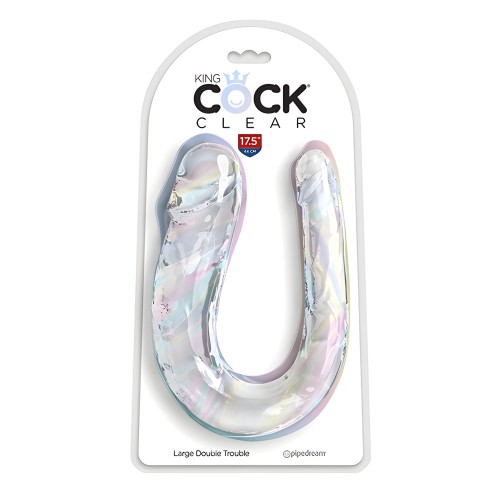 King Cock Clear Large Double Trouble Dildo - Clear