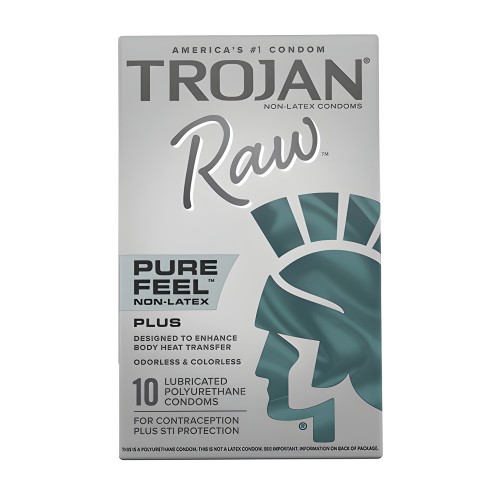 Trojan Raw Pure Feel Condones Sin Látex - Paquete de 10