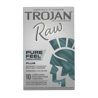 Trojan Raw Pure Feel Condones Sin Látex - Paquete de 10
