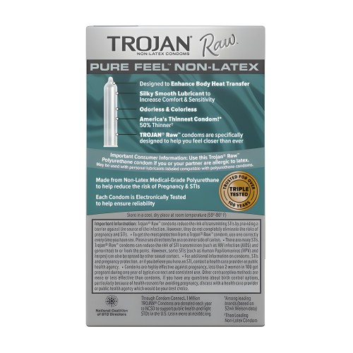 Trojan Raw Pure Feel Condones Sin Látex - Paquete de 10