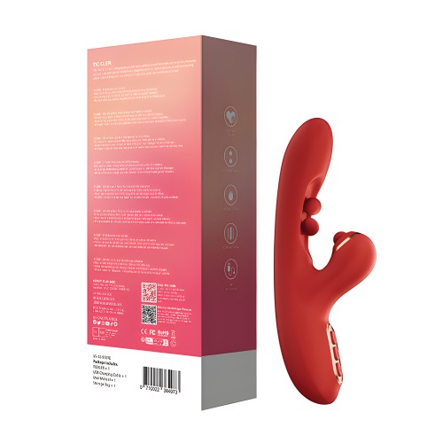 Tickler Wiggling G-Spot Vibrator & Tapping Clitoral Stimulator - Red