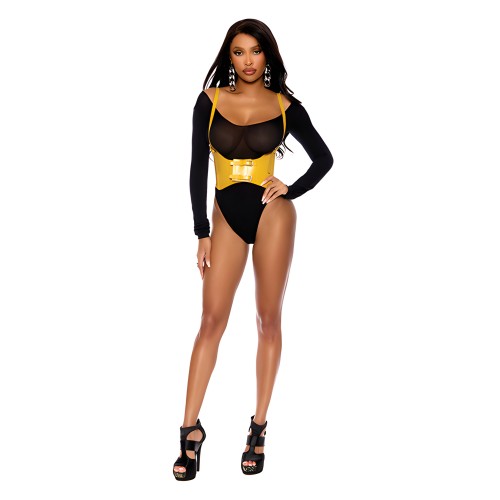 Arnés de Cuero con Correas Ajustables y Cierre de Velcro Frontal - Amarillo 32