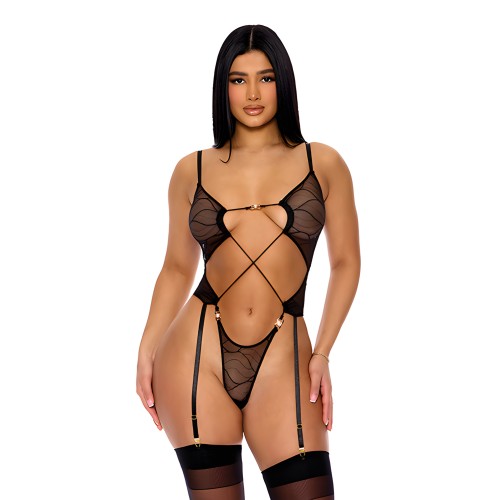 Teddy de Malla Transparente con Tirantes - Negro SM