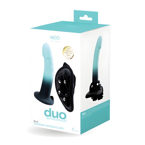 Dildo de Silicona VeDO Duo con Arnés - Turquesa/Negro