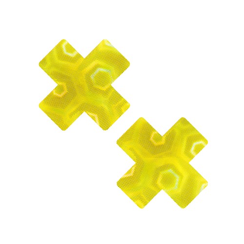 Neva Nude Holographic X Factor Pasties - Neon Yellow O/S