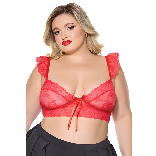 Bralette de Encaje con Volantes - Rojo QN