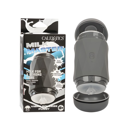 Milk Master Vibro Squeeze Pussy Stroker - Black