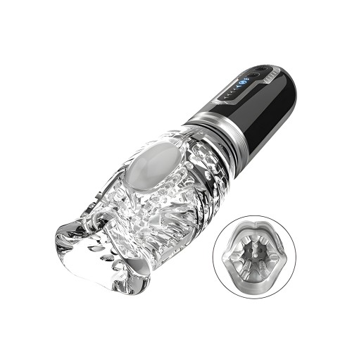 The Male Rose 3 Thrusting Rotating Vibrating Masturbator Black