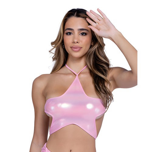 Top de Nudo Estrella Iridiscente Metálico - Rosa LG