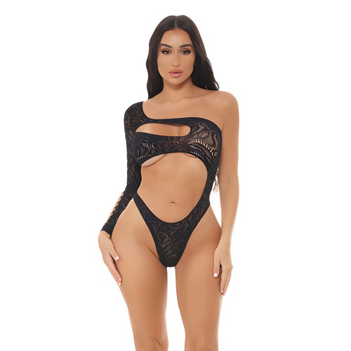 Pink Lipstick Tap In One Shoulder Teddy - Black O/S