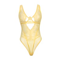 Tiana Scallop Lace & Mesh Underwire Teddy - Pale Banana L/XL
