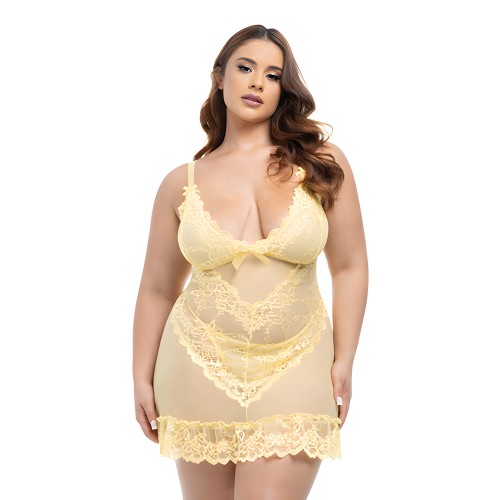 Babydoll Lacy de San Valentín - Amarillo Pálido