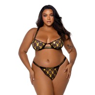 Playboy Gold Foil Mesh & Satin Bralette w/Thong