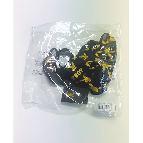 Playboy Bunny Foil Teddy - Black/Gold 2X