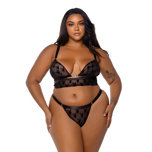 Playboy Bunny Charm Bralette Set - Black 2X