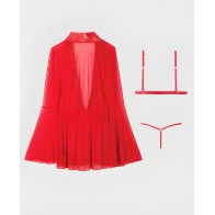 Dragon Sheer Mesh Robe Set - Red 1X/2X