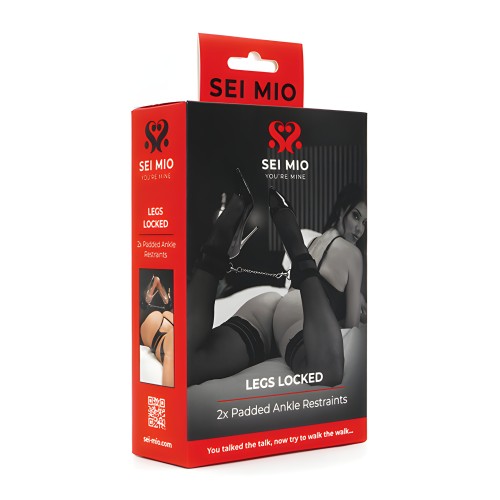 Sei Mio Legs Locked Padded Ankle Restraints - Black