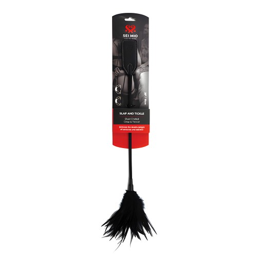 Sei Mio Slap & Tickle Dual Ended Crop & Tickler - Black
