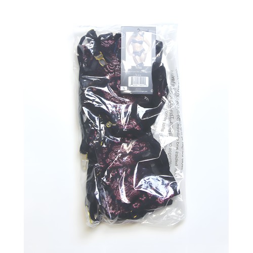 Floral Lace and Mesh Underwire Bra 3 pc Set - Black/Purple 3X/4X