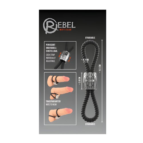 Rebel Two Loop Heavy Rope Cock Lasso - Black