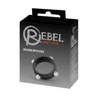 Rebel Cock Ring w/Studs - Black