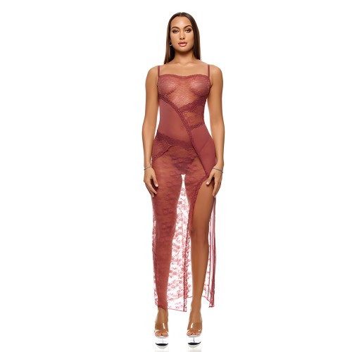 Patch of Petals Gown w/Thong - Mauve LG