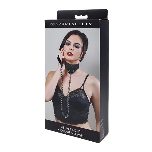 Sportsheets Velvet Noir Collar & Leash - Black