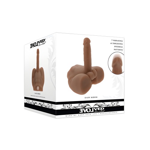 NO ETA Evolved Easy Rider Thrusting & Vibrating Life-Like Dildo - Dark