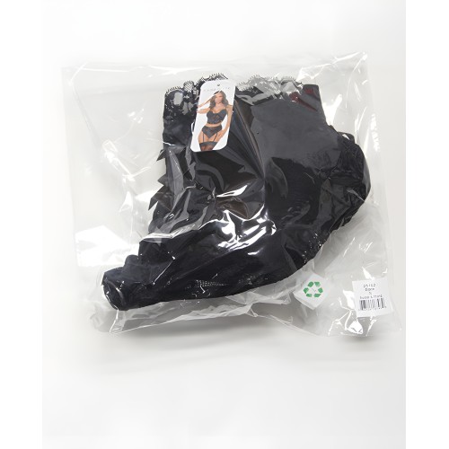 Bustier de Encaje con Copas Acolchadas y Panty de Tanga - Negro LG