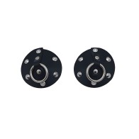 Rouge Leather Studded Nipple Covers - Black