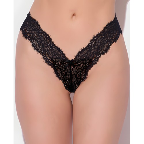 Lana Sheer Lace V-Thong - Black
