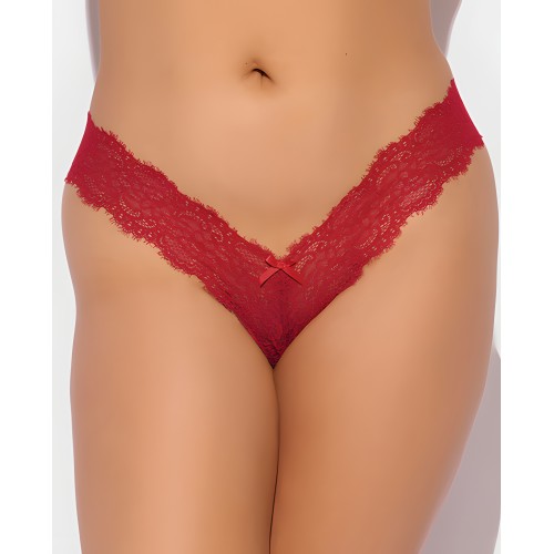 Tanga V de Encaje Transparente Lana - Rojo 1X/2X