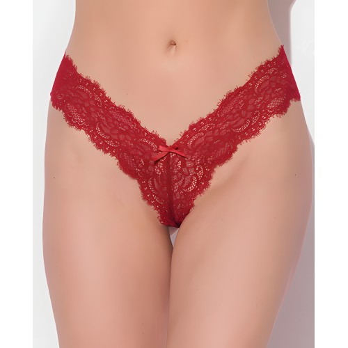 Lana Tanga de Encaje Translucido - Rojo XL
