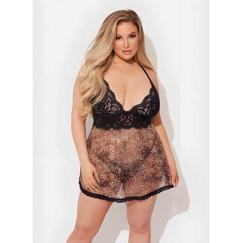 Conjunto Babydoll Felicia - Leopardo 3X/4X
