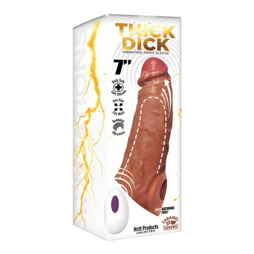 Skinsations Thick Dick Manga Vibrante con Control Remoto Multi-Función - Caramelo