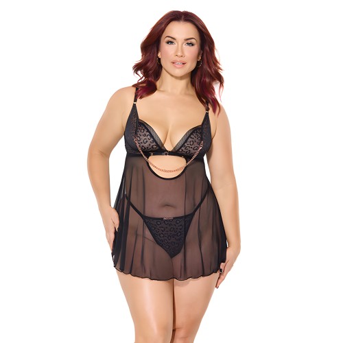 Conjunto de Babydoll Feline Fatale